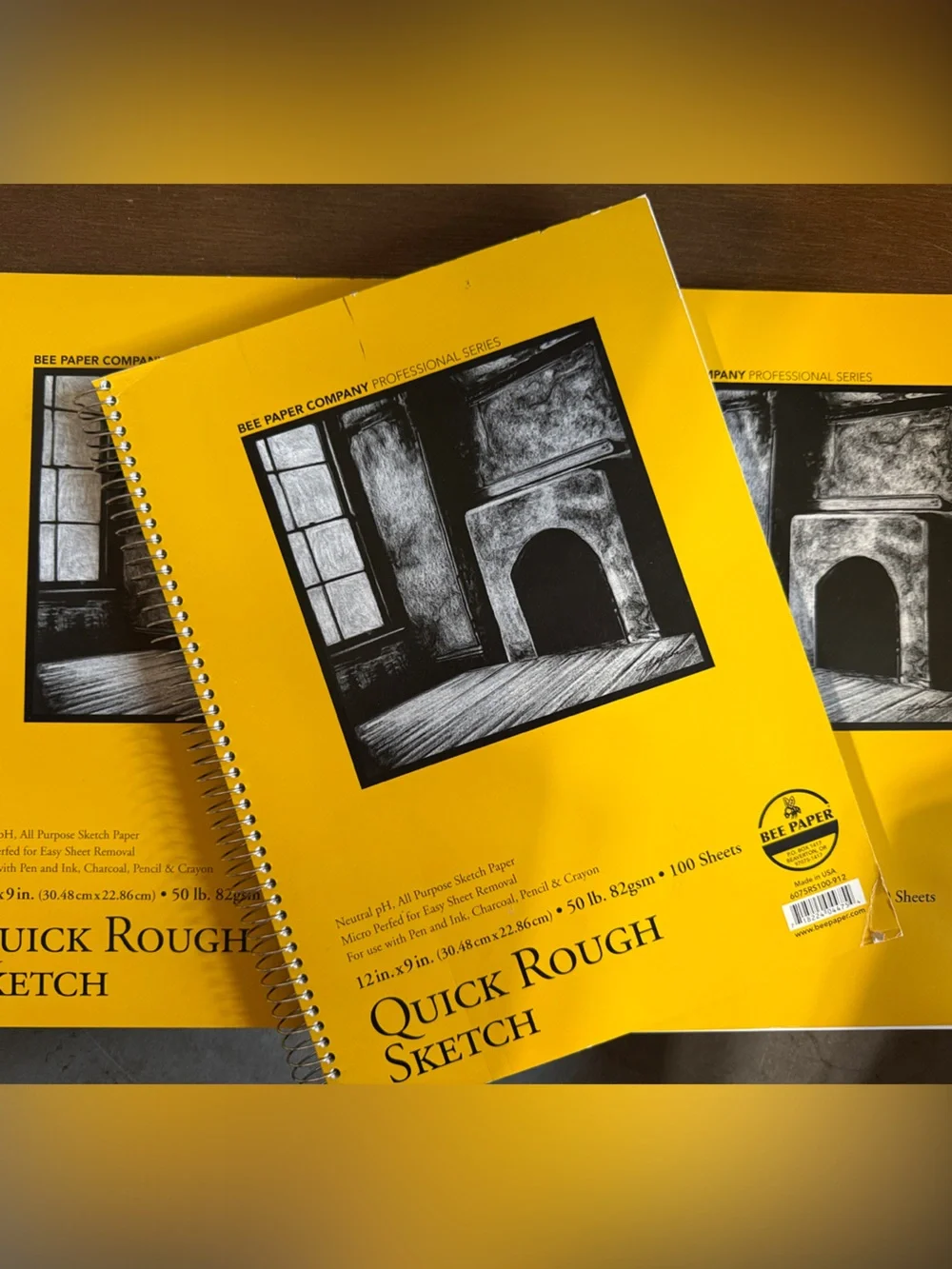 Lot of 3 Bee Paper Quick Rough Sketch Spiral Notebook 12 in x 9 in. 100 sheets